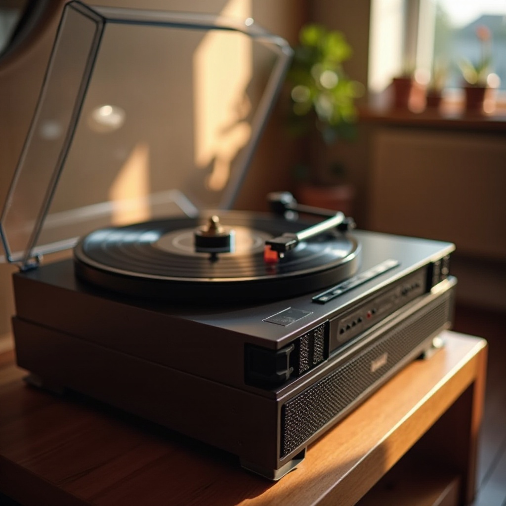 stereo record player with speakers